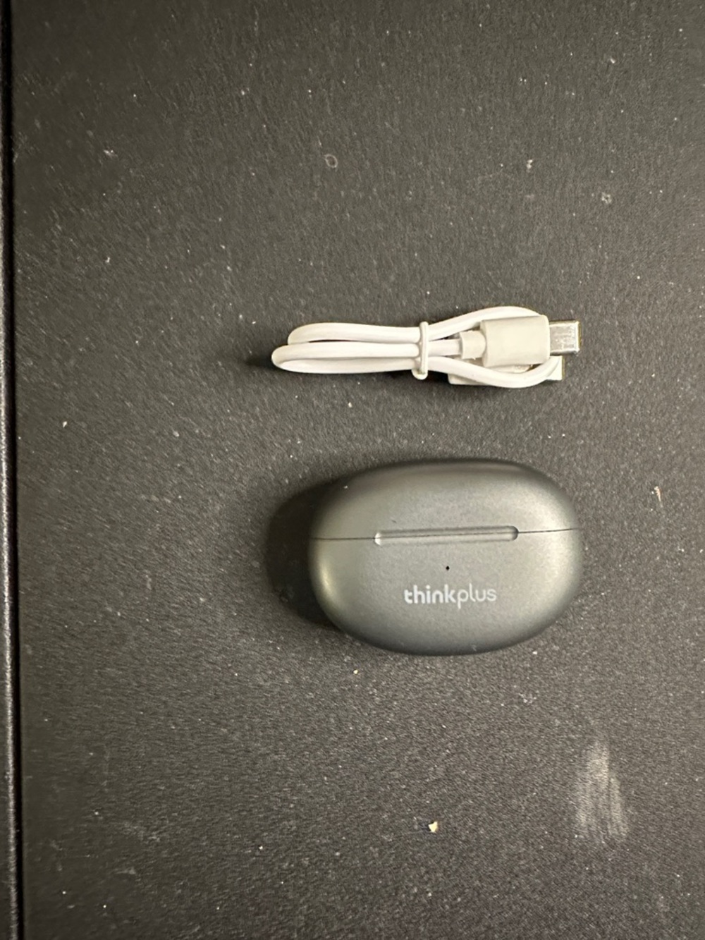 ThinkPlus Wireless Earbuds Charging Case in Dark Gray with Cable
